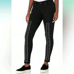 True Religion Jenny Curvy Skinny Lace up Jeans Black Diamond size 28 *rare*